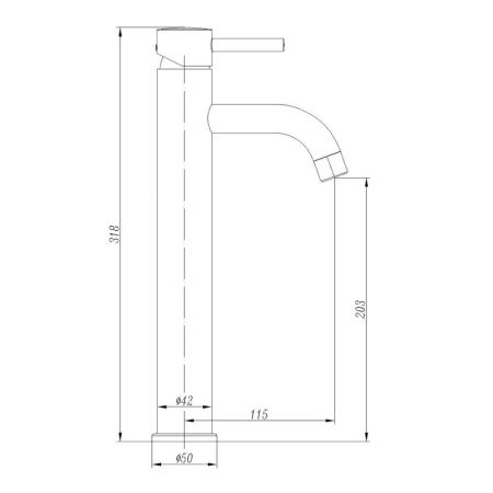 Смеситель ABBER Wasser Kreis AF8111B для накладной раковины, черный матовый
