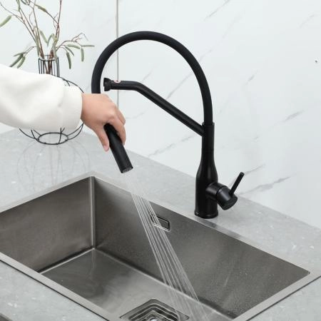 Смеситель GAPPO G4098-16 для кухни с гибким изливом, черный