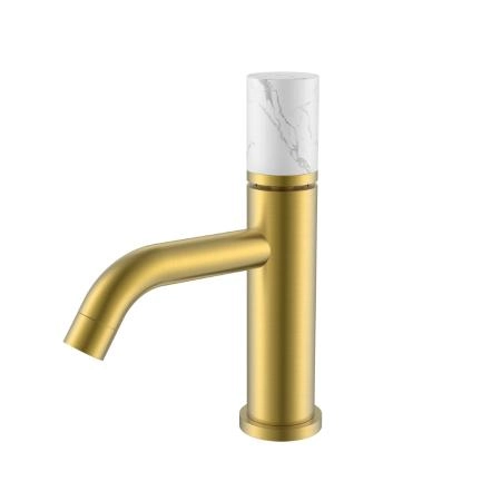 Смеситель STICK Boheme для умыв. низ. MATT GOLD MRAMOR WHITE_Комплект 121-MG-MR-W