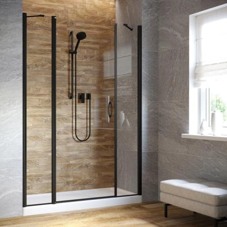 Душевая дверь Vegas-glass EP-2F LUX 175 02М 01 L, профиль черный матовый, стекло прозрачное