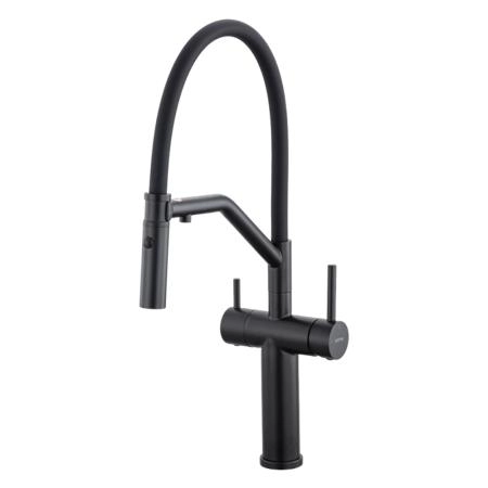 Смеситель GAPPO G4399-86 для кухни с гибким изливом и подключением фильтра, черный