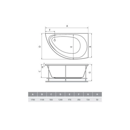 Ванна акриловая Relisan Ибица Л 170х120 ППУ Левая
