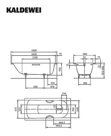 Ванна Kaldewei Saniform Plus 375-1 180x80(112800010001) стальная