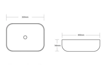 Раковина Cerutti SPA CR0078 накладная, белая, прямоугольная 505х400х140