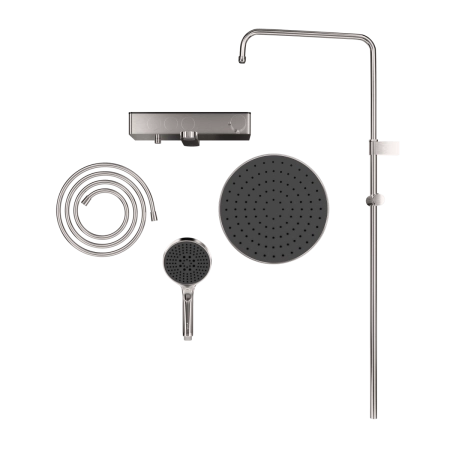 Душевая система VitrA Core Round A4730934EXP с термостатическим смесителем и ручным душем брашированная никель