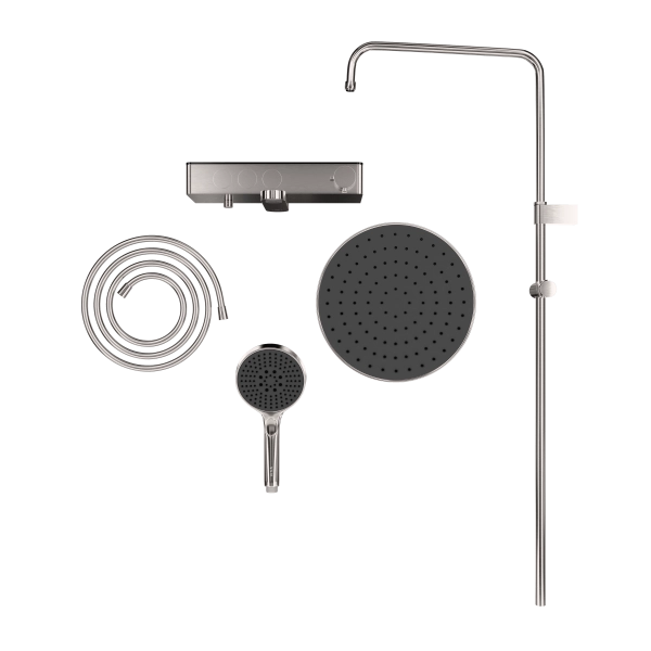 Душевая система VitrA Core Round A4730934EXP с термостатическим смесителем и ручным душем брашированная никель