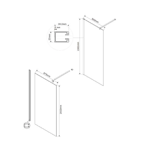 Душевая перегородка Vincea Walk-In VSW-1H900CG, 900*2000, хром, стекло тонированное
