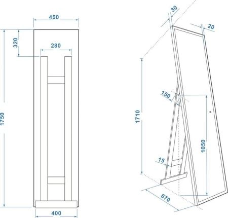 Зеркало Континент Tower Black LED 450x1750 напольное гримерное с подсветкой ЗЛП1095