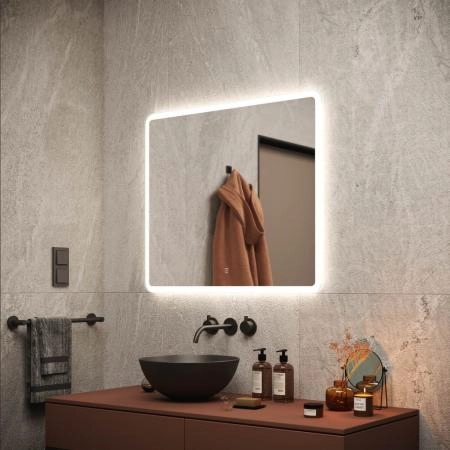 Зеркало SANCOS ARCADIA AR800 80x70x3 белый светодиодная подсветка, диммируемый сенсорный выключатель, пластиковый светопропускающий короб