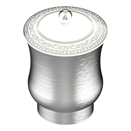 THG MARQUISE BLANC DECOR PLATINE Китайская лакированная коробка с белой керамической крышкой Ø126 мм., middle size, декор платина, цвет: серебро