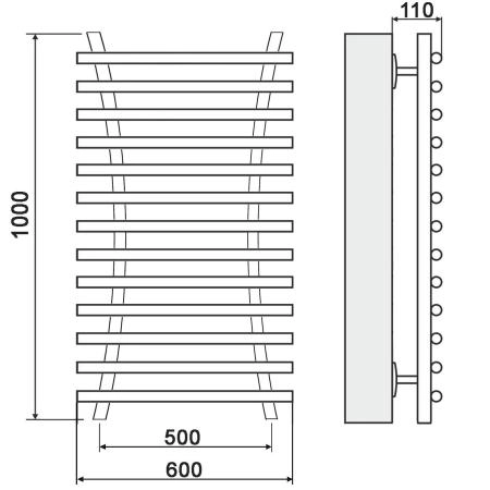 Полотенцесушитель водяной Ника Bamboo ЛБ8 100х50