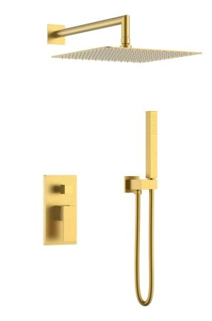 Смеситель встроенный для душа Boheme QUBIC Matt Gold 474-3-MG