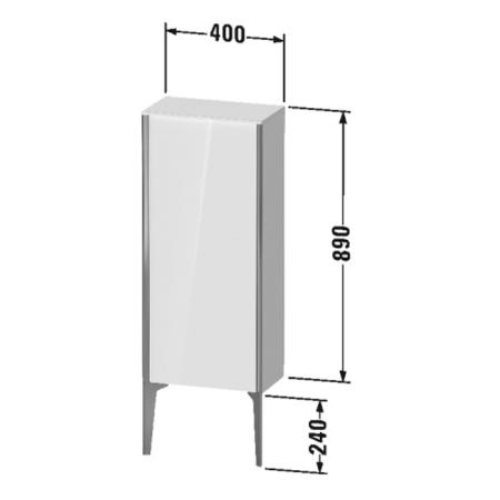 Duravit XViu Шкаф подвесной 40x24x89см, с 1 дверью, 2 стеклянными полками (петли справа), цвет: walnut dark/черный матовый