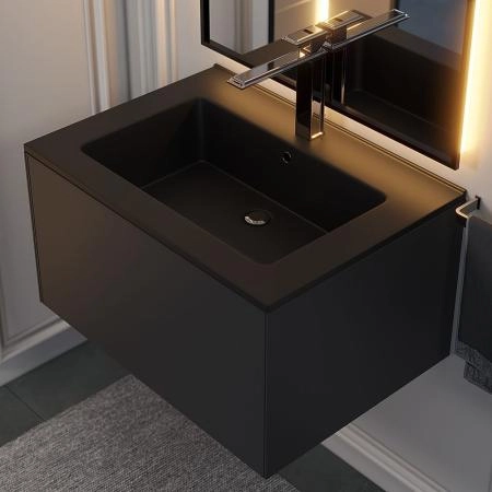 Раковина кварцевая Uperwood Parma Quartz 65 см, черная матовая, уголь