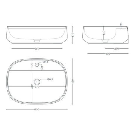 Artceram Whisky 60 Раковина накладная 60х45см., с 1 отв., покрытие saniglaze, цвет: белый