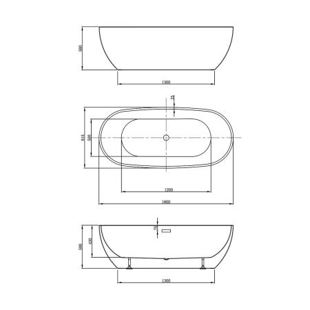 Ванна акриловая Vincea VBT-408-1800, 1800*815*580, цвет белый