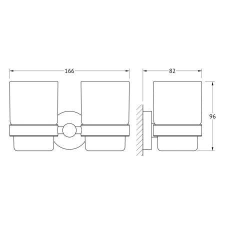Держатель с 2-мя стаканами матовое стекло;  ARTWELLE Harmonie HAR 013 хром