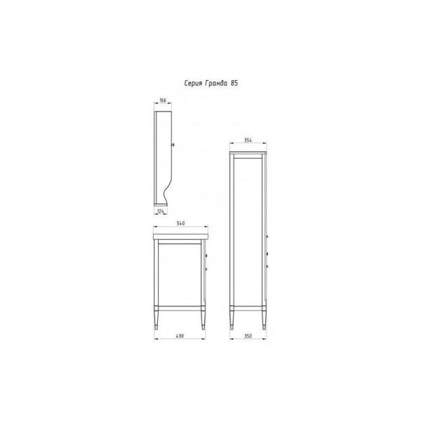 Пенал ASB-Woodline Гранда 40 Белый (патина серебро)