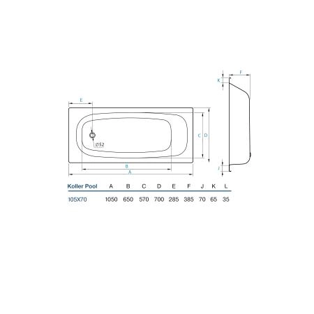 Ванна стальная Koller Pool 1050x700