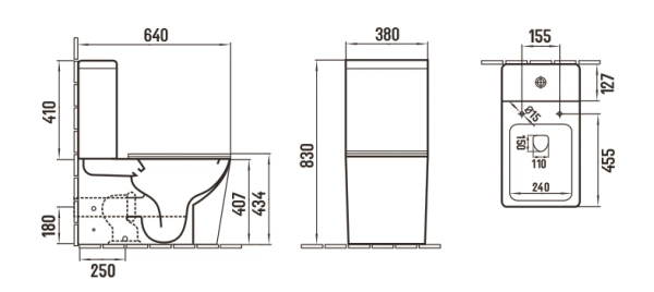 Унитаз Ceramalux 2170AXMB напольный безободковый с бачком ( GEBERIT ) сиденье микролифт черный матовый