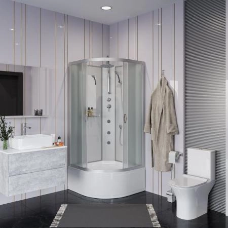 Душевая кабина Niagara NG-2307-14BKTG 800х800х2100-2400 высокий поддон 40см стекло матовое