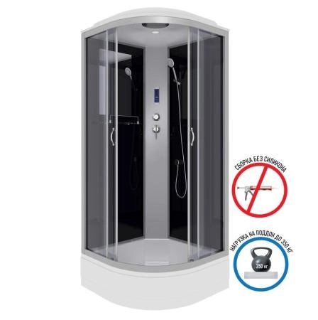 Душевая кабина Niagara NG-3501-14P 900х900х2150 средний поддон 26см стекло тонированное