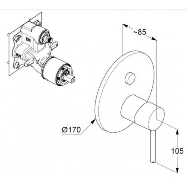 Смеситель KLUDI BOZZ 386590576 для ванны встраиваемый внешняя часть