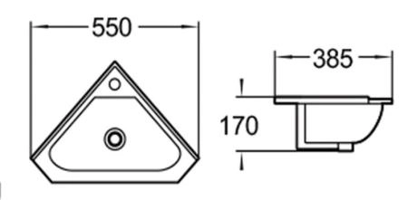 Раковина SantiLine SL-2020 55x38,5 подвесная керамическая Белый