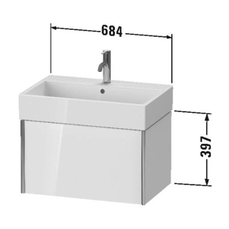 Duravit XViu Тумба подвесная 68.4x45.4x39.7см, с раковиной, 1 ящик, цвет: белый глянцевый/champagne matt