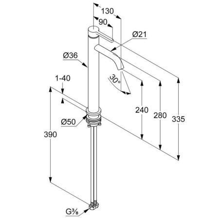 Смеситель KLUDI NOVA FONTE Pura  для умывальника 275 мм хром