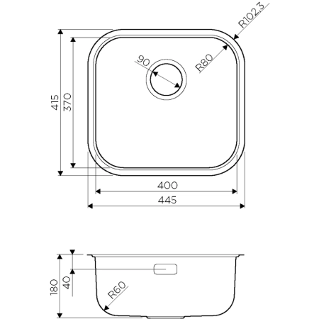 Кухонная мойка Omoikiri Omi 44-GM 4993191, 415х445, вороненая сталь