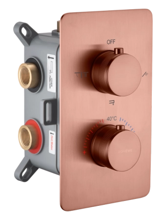 Смеситель встроенный с термостатом Boheme 3-х проходной CELL COPPER BRUSHED 134-3-CB