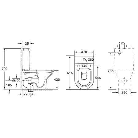 Унитаз напольный Azario Fretta new 370х615х790 безободковый  и сиденьем микролифт (AZ-1223B)