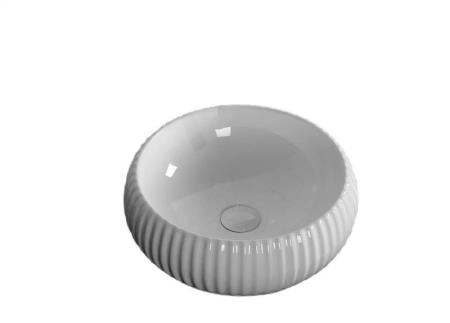 Раковина Cerutti SPA CR0007 накладная, белая, круглая, ребристая 405х405х130