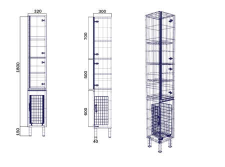 Пенал SANVIT Авеню-3 (К) 32 с бельевой корзиной напольный Белый