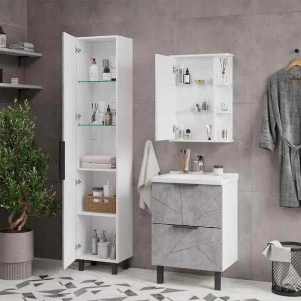 Пенал для ванной напольный Volna Twing 40 бетон