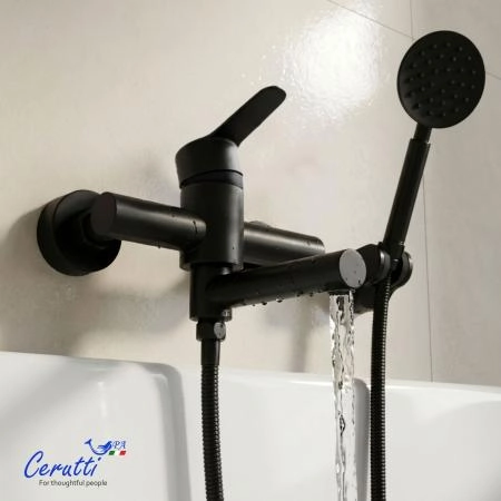 Смеситель для ванны Ceruttispa Овидио VMB (OVIDIO VMB) из нержавеющей стали, цвет черный матовый