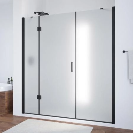 Душевая дверь Vegas-glass AFP-F NOVO 130 02М 10 L, профиль черный матовый, стекло сатин
