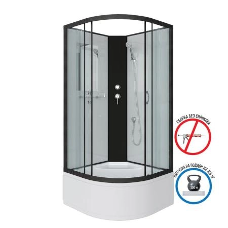 Душевая кабина Niagara NG-6707-14BK 800х800х2000 высокий поддон 40см стекло прозрачное черные профиля