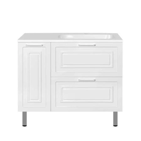 Тумба Style Line Elfante Альба (2 ящ./корзина) Барселона 90 Правая, Люкс, белый, PLUS универсальная