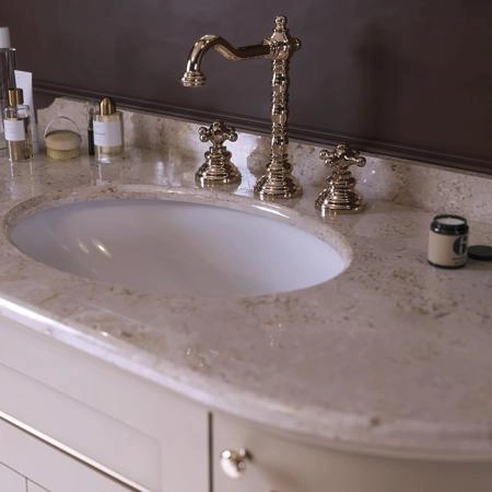 TW York Nuovo Комплект мебели с мраморной столешницей с 3 отв., 130см, напольный, цвет: белый / золото, мрамор: diano