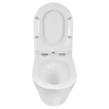 Унитазы Azario Унитаз подвесной безободковый Azario Teramo AZ-0053-UQ3 (система смыва Торнадо) с тонкой крышкой микролифт