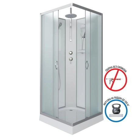 Душевая кабина Niagara NG-1101-14BKT 900х900х2100-2400 низкий поддон 13см стекло матовое с полкой