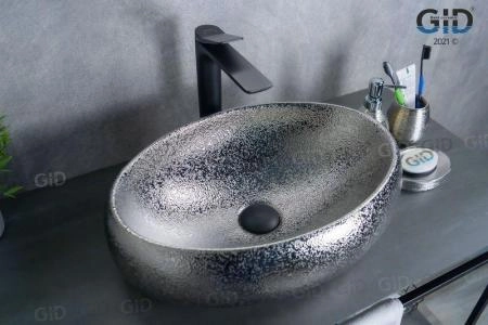 Раковина Gid 9030s 48x34 на столешницу хром