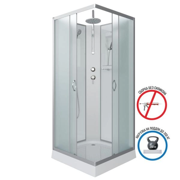 Душевая кабина Niagara NG-1101-14BKT 900х900х2100-2400 низкий поддон 13см стекло матовое с полкой