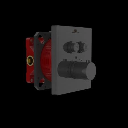 Встраиваемый смеситель Vincea для душа VSCV-321TGM двухфункциональный, термостатический, вороненая сталь