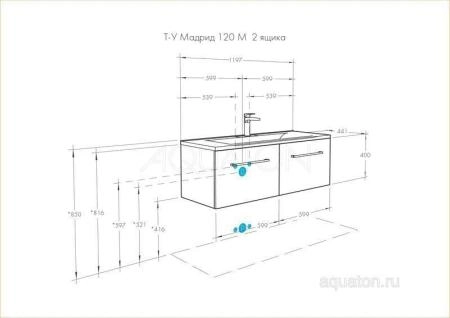 Тумба под раковину Акватон Мадрид 120 см 2 ящика цвет белый
