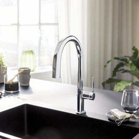 Hansgrohe Aqittura Смеситель для кухни, 1 отв., с вытяжным изливом 1jet и функцией фильтрации, цвет: хром