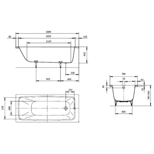 Ванна Kaldewei Cayono 748  Easy-clean 160х70 (274800013001) стальная