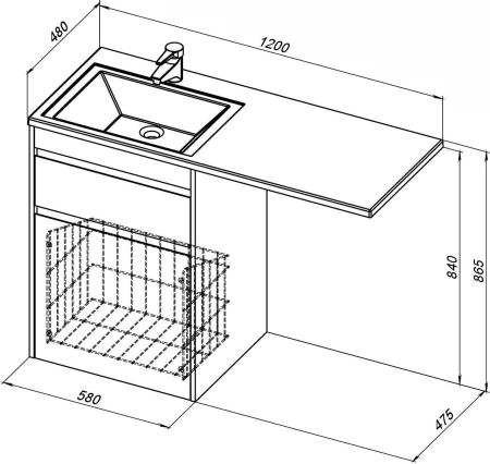 Тумба под раковину Aquanet Токио 58 белый (напольная, 1 ящик)